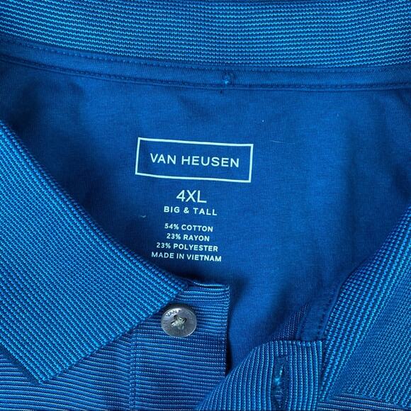 Van Heusen Feeder Stripe Polo Shirt Tundra 4XL NWT - Picture 3 of 6